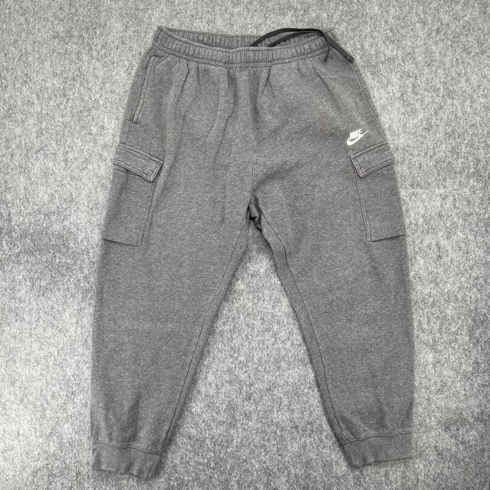 Nike Cargo Jogger Pants Mens Large Sportswear Club Fleece Grey
